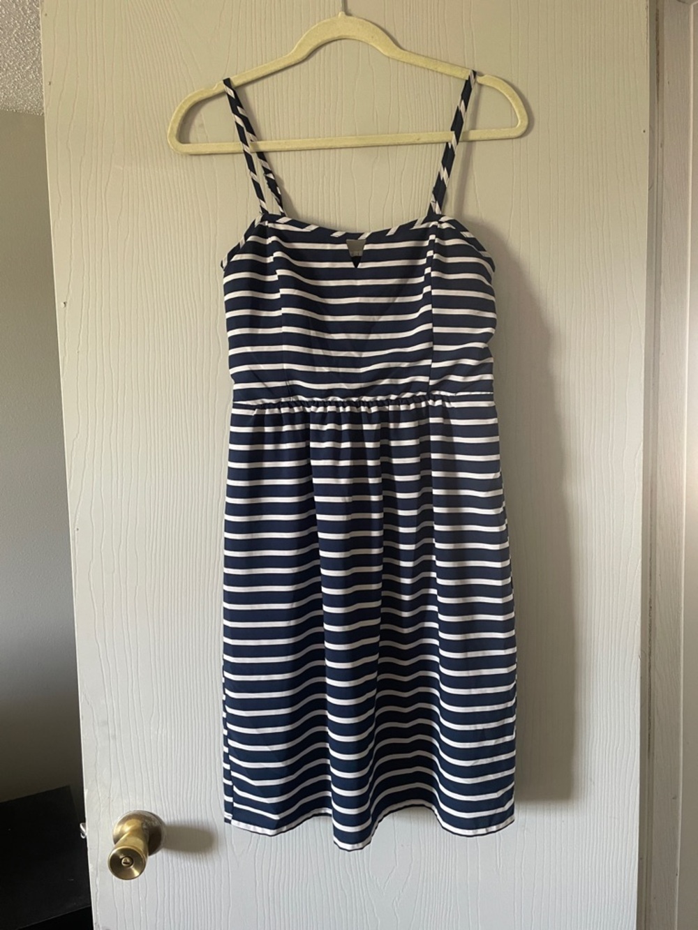 Navy and White Striped Spaghetti Strap Dress